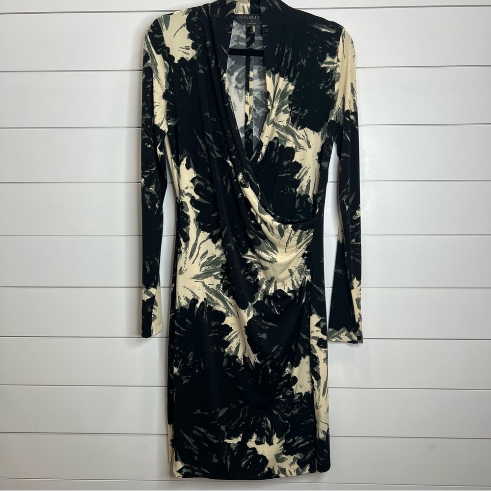 KamaliKulture Elegant Flower Bomb Faux Wrap Women's Dress. Size‎ Large.